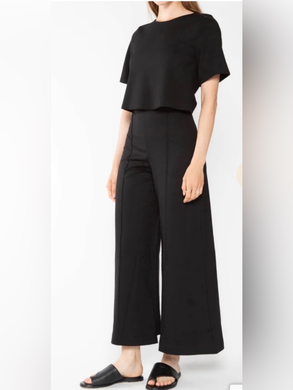 RIPLEY RADER 
Ponte Knit Wide Cropped Leg Pant - Black Size 1